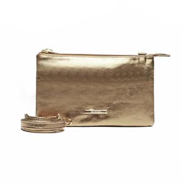 Imagem de Bolsa Feminina Transversal Tiracolo Divisorias Pequena Couro Sifra (METALIZADO OURO LIGHT)