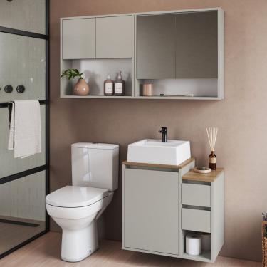 Imagem de Conjunto para Banheiro 120cm com 3 Peças Gabinete Suspenso com Cuba Bahamas Arenas