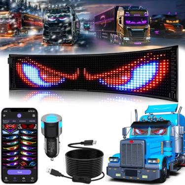 Imagem de FLAIDO Luzes dinâmicas de LED diabólicas para para-brisas de carro, motocicleta, 1193,8 x 304,8 mm, placa de LED programável flexível colorida para janela, painel de LED DIY com controle remoto e