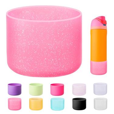 Imagem de Bluwing Bota de silicone para garrafa de água Owala 680 g, parte inferior de manga protetora antiderrapante para garrafa de água isolada Owala 680 g FreeSip/Twist/Flip (Glitter Rose)