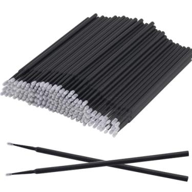 Imagem de 100 pincéis microaplicadores descartáveis para extensão de cílios Microswab para varinhas de rímel para removedor de cílios ferramentas pretas (diâmetro da cabeça 1,5 mm)