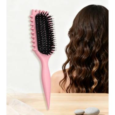 Imagem de Pente de cabelo desembaraçante para mulheres, almofada curvada, cabelo molhado e seco, massagem antiestática para cabelos cacheados lisos, ondulados, pentes portáteis rosa 3