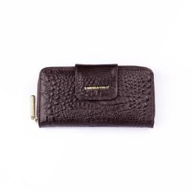 Imagem de Carteira feminina grande de couro croco Cindy-Feminino