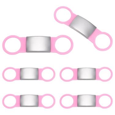 Imagem de UNICRAFTALE 6 etiquetas rosa para animais de estimação 84 mm identificação longa silenciosa aço inoxidável 304 sem jingle etiquetas de nome gravadas etiqueta personalizada para arreios filhotes