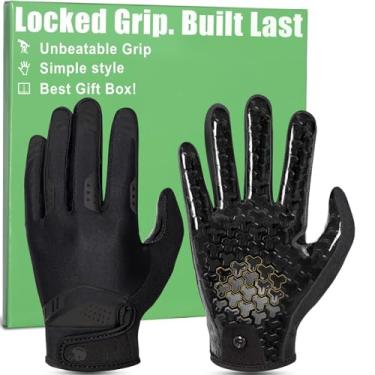 Imagem de Pixel Panda Luvas de futebol adulto jovem, preto branco receptor luvas de futebol masculinas com aderência aderente de grau profissional, luvas de receptor largo respirável presentes para alto