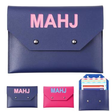 Imagem de SilTriangle Leather Mahjong Card Clutch Holder 8x6 Inches Pouch for Nmjl Shuffler Cards Mahjong Accessories Protective Cover Case with Secure Closure Ideal Gifts for Lovers Playing Game Night, Blue