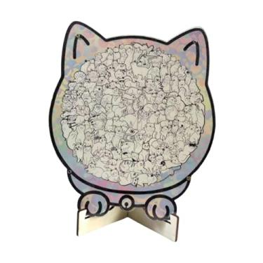 Imagem de menolana Quebra-cabeça de madeira em formato de gato, quebra-cabeça de animais em madeira, desenvolve habilidades motoras finas e coordenação, leve e, Style F