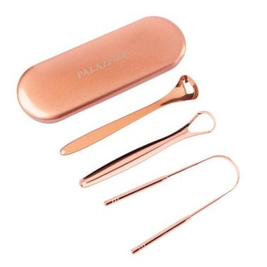 Imagem de Raspador Limpador De Língua De Cobre Kit Com Estojo Ayurveda - Palaziu