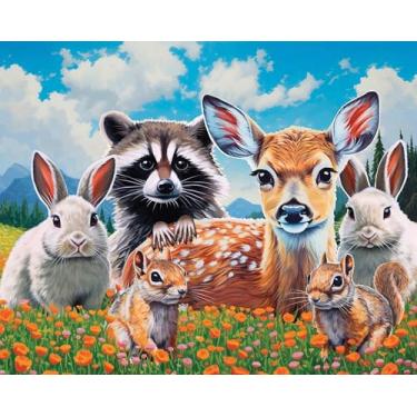 Imagem de Crown Point Graphics Furry Forest Friends 300 Piece Puzzle, Adorable Animal Jigsaw with Soft Touch Finish and Poster