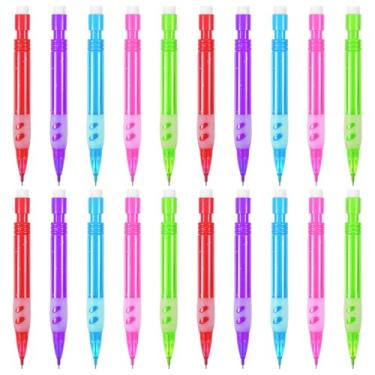 Imagem de LXUEJIE 20 PCS Mini Mechanical Pencils, 5 Colors 0.7 mm Small Point Automatic Pencils with Erasers Small Pencil with Silicone Handguard for Home Office Writing Drawing Drafting