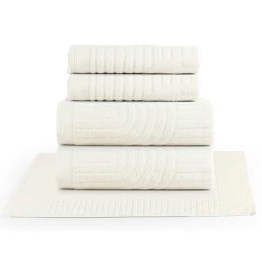 Imagem de Jogo de Banho Dunna Toalhas Macias 100% Algodão Fio Penteado 5 Peças Off White