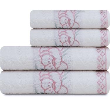 Imagem de Jogo De Toalhas 4 Peças Banho Rosto Algodão Yuna Karsten