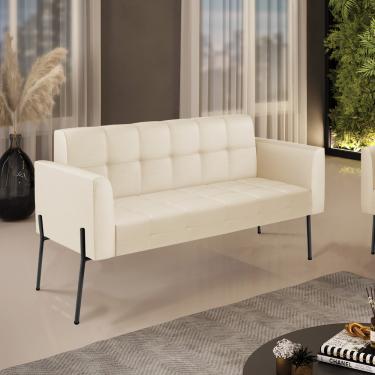 Imagem de Sofá Namoradeira 2 Lugares Pé de Ferro Preto Elisa Corino Bege D03 - D'Rossi