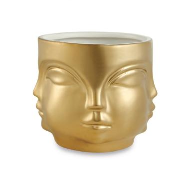 Imagem de Cachepot "Rosto" Dourado Em Ceramica 14,5x17 cm M02 - D'Rossi