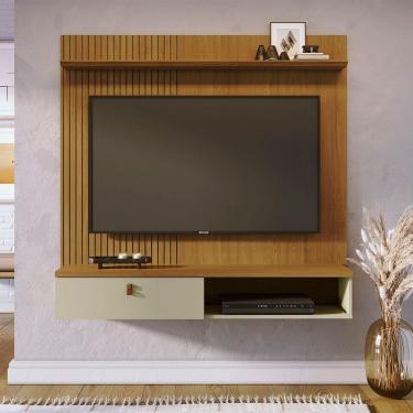 Imagem de Painel Tv 55 Pol 141cm Bancada Suspensa Para Sala Seluna M20 - D'rossi Cor Cumaru E Opala