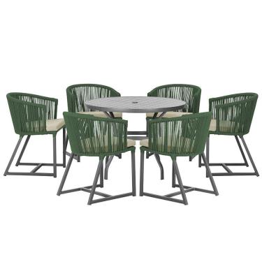 Imagem de Mesa E 6 Cadeiras E Noronha Preto E7 Trama  Verde