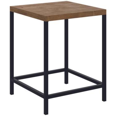 Imagem de Banqueta Baixa Industrial Steel Quadra Artesano 45 Cm (altura) Mdp Vermont Estrutura Aço Preto Fosco