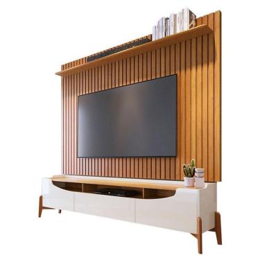 Imagem de Rack Bancada Studio Com Painel Para Tv Loft 1.8 Off White Nature - Imcal