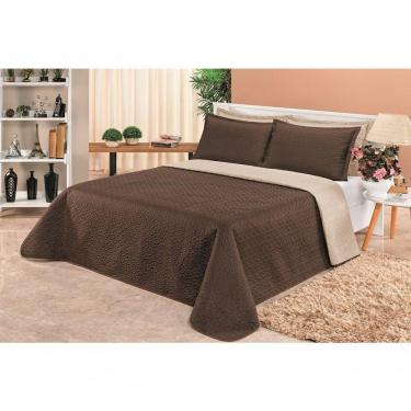 Imagem de Cobre Leito Dupla Face Casal Clara 03 Peças - Marrom/cáqui