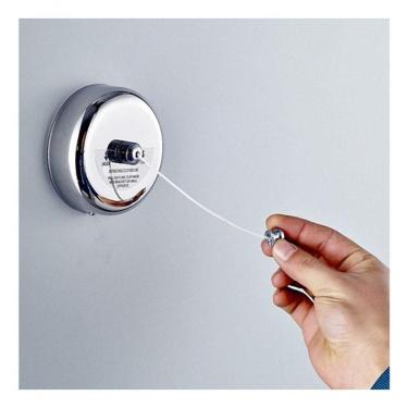 Imagem de Varal Parede Pratico Retrátil 187,5 Cm Inox Ajustável Aço