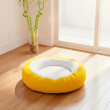 Imagem de Cama Pet Grande，Cama para Gatos Toca， ConfortáVel e LaváVel，Adequado para Gatos e CãEs Dormirem Dentro de Casa(Amarelo)