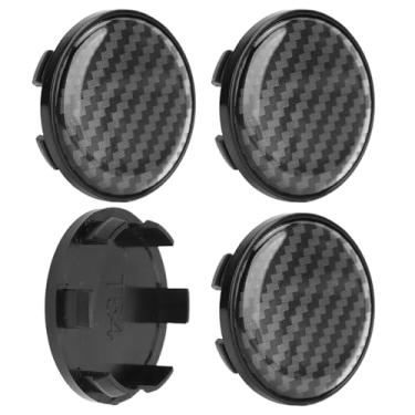 Imagem de Yosoo Health Gear Tampas Centrais Roda Estilo Fibra de Carbono de 54 Mm, ABS Brilhante Com Anel de Aço Inoxidável, Tampas Decorativas Universais para Jantes de Liga Leve
