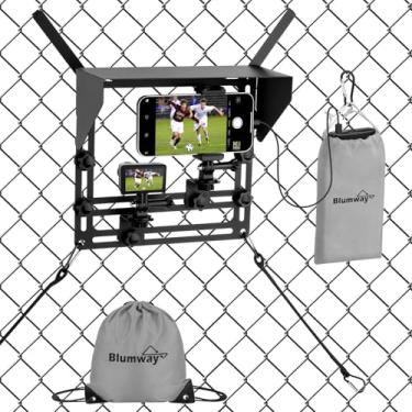 Imagem de Blumway Suporte para cerca de telefone com sombra, kit de montagem com bolsa de armazenamento para iPhone, Samsung, Mevo Start Go Pro e outras câmeras de ação, para gravação gratuita de beisebol