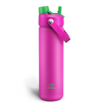 Imagem de ENCOOL Insulated Water Bottle with Straw Stainless Steel Water Bottle, Leak-Proof, BPA-Free, Double Wall Vacuum Keeps Cold for 24 Hours for Sports, Travel, School (26 oz, Knockout Pink)
