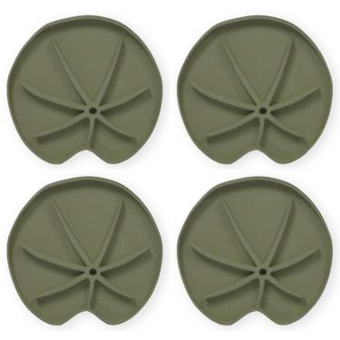 Imagem de Treleaf Lili Sausr – Pires de plantas em forma de lírio de 10 cm e bandeja coletora (conjunto de 4) – Bandeja decorativa de umidade e coletor de derramamento para plantas de interior – Design