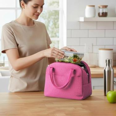 Imagem de Sacola para almoço, organizador de armazenamento de alimentos isolado de 1 galão com alças portátil para transporte térmico reutilizável para recipiente de refeição