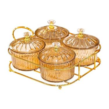 Imagem de MotiveTech Bandeja divisória para servir frutas secas, com vários compartimentos, ideal para nozes e doces, com tampa, perfeita para bancadas de hotéis e salas, Castanho Claro 4