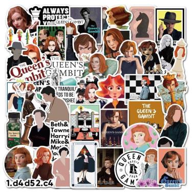 Imagem de Adesivos Queens Chess Anime, pacote de 50 unidades, 4-6 cm, decorativos