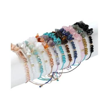 Imagem de Conjunto De Pulseiras De Pedra Natural Esticáveis 12 Peças Design Irre