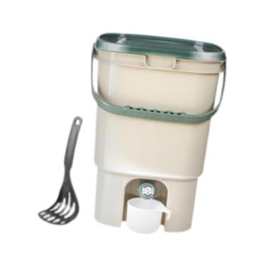 Imagem de IEUDNS Balde de compostagem de resíduos de cozinha de barril de fermentação 21L selado com tampa Lixeira de compostagem de resíduos alimentares para, Verde