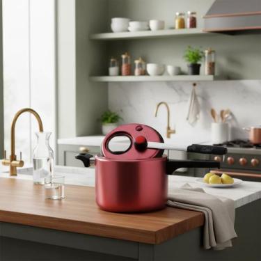 Imagem de Panela De Pressão Antiaderente 4,5 Litros Visor Mta Cereja