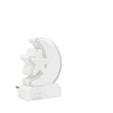 Imagem de Abajur De Tomada Lua E Estrela Bivolt Luminária Luz Led Branco 127/220v