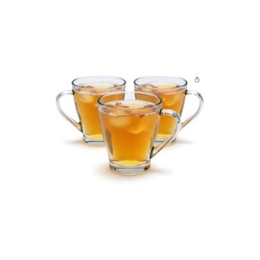 Imagem de Murlin Conjunto de 3 Canecas de Vidro, 265ml, Transparente, Design Moderno, 10cm Altura x 9cm Diâmetro, Ergonômico com Alça, para Café, Chá, Bebidas Quentes ou Geladas