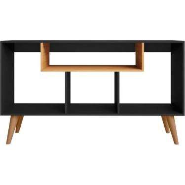 Imagem de Rack Bancada Aparador para TV até 43” com Pés Retrô – Sala de Estar, Jantar ou Cantinho do Café(Preto com Nature)