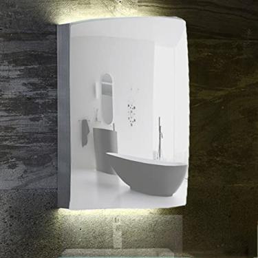 Imagem de SPXMQSS Armário de banheiro LED, armários de parede de banheiro com prateleiras unidades de armazenamento armários de banheiro com luzes com luz ambiente e proteção ambiental HD espelho prata A, 50