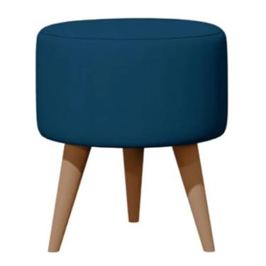 Imagem de Puff Redondo Estofado Elegante – Para Quarto ou Banco de Penteadeira até 130kg(AZUL MARFIN)