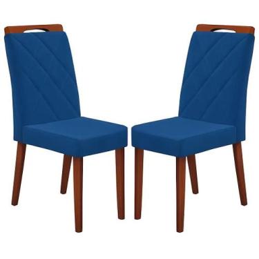 Imagem de Kit 2 Cadeiras California em Veludo Estofadas Minas Plac Cor Azul - Bo