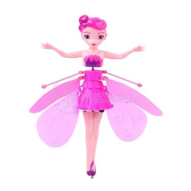 Imagem de Boneco Princesa Aerocraft Fada Voadora Rosa 19Cm C/ Luz
