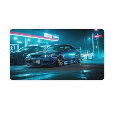 Imagem de HouLaiZhe JDM Tapete de mouse para jogos grande frota de carro próximo ao posto de gasolina, base de borracha antiderrapante, acessórios de computador, suprimentos para escritório, casa, 40 x 75 cm