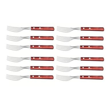 Imagem de Faqueiro 12 Garfo cabo polywood madeira vermelha Tramontina