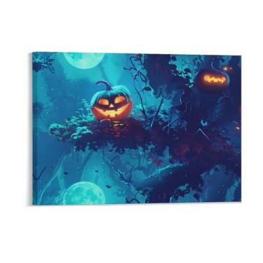 Imagem de HouLaiZhe Pôster de Halloween Impressão de Arte de Parede em Tela de Abóbora Decoração de Halloween Estética Gótica para Sala de Estar Quarto 18 x 24 polegadas (45 x 60 cm)