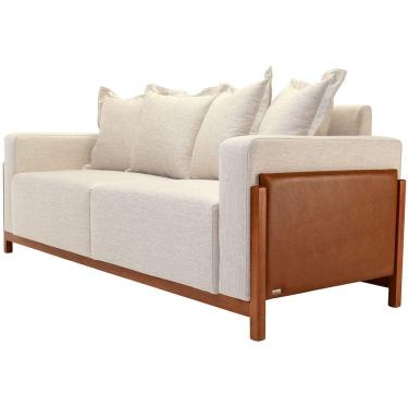 Imagem de Sofá 03 Lugares Para Sala De Estar 178 cm Khali B04 Linho Cru Couríssimo Whisky - Lyam