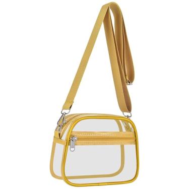 Imagem de USPECLARE Bolsa transparente para eventos em estádios, bolsas transparentes para fãs de esportes, bolsa transversal transparente para shows e festivais, Dourado, Large
