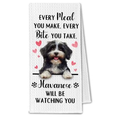 Imagem de ChissNook Havanese Gifts Toalhas de cozinha, toalhas de prato de chá engraçadas de cachorro para decoração de cozinha, presentes para amantes de cães havaneses para mulheres, cada refeição que você