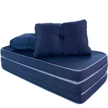 Imagem de Puff Colchonete Dobrável / Sofá 3 em 1 Espuma D33 + Travesseiro Casal 