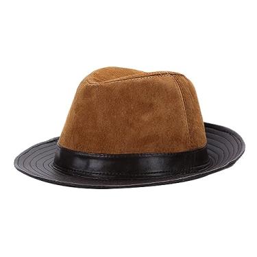 Imagem de Chapéu de couro masculino Trilby boné unissex jazz boné cavalheiro (B-XXL